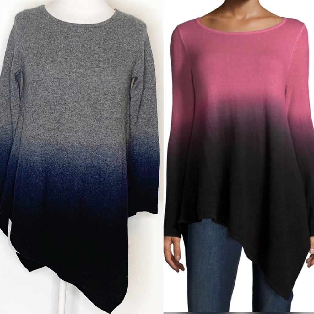 Neiman Marcus cashmere asymmetrical ombré sweater